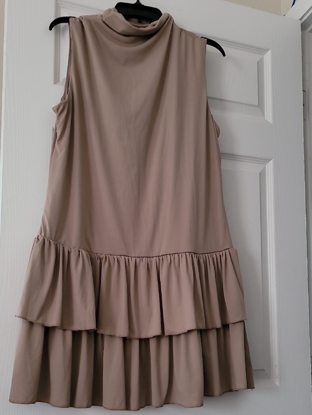 wild fable Sleeveless Tiered Ruffle Mini Dress in Taupe